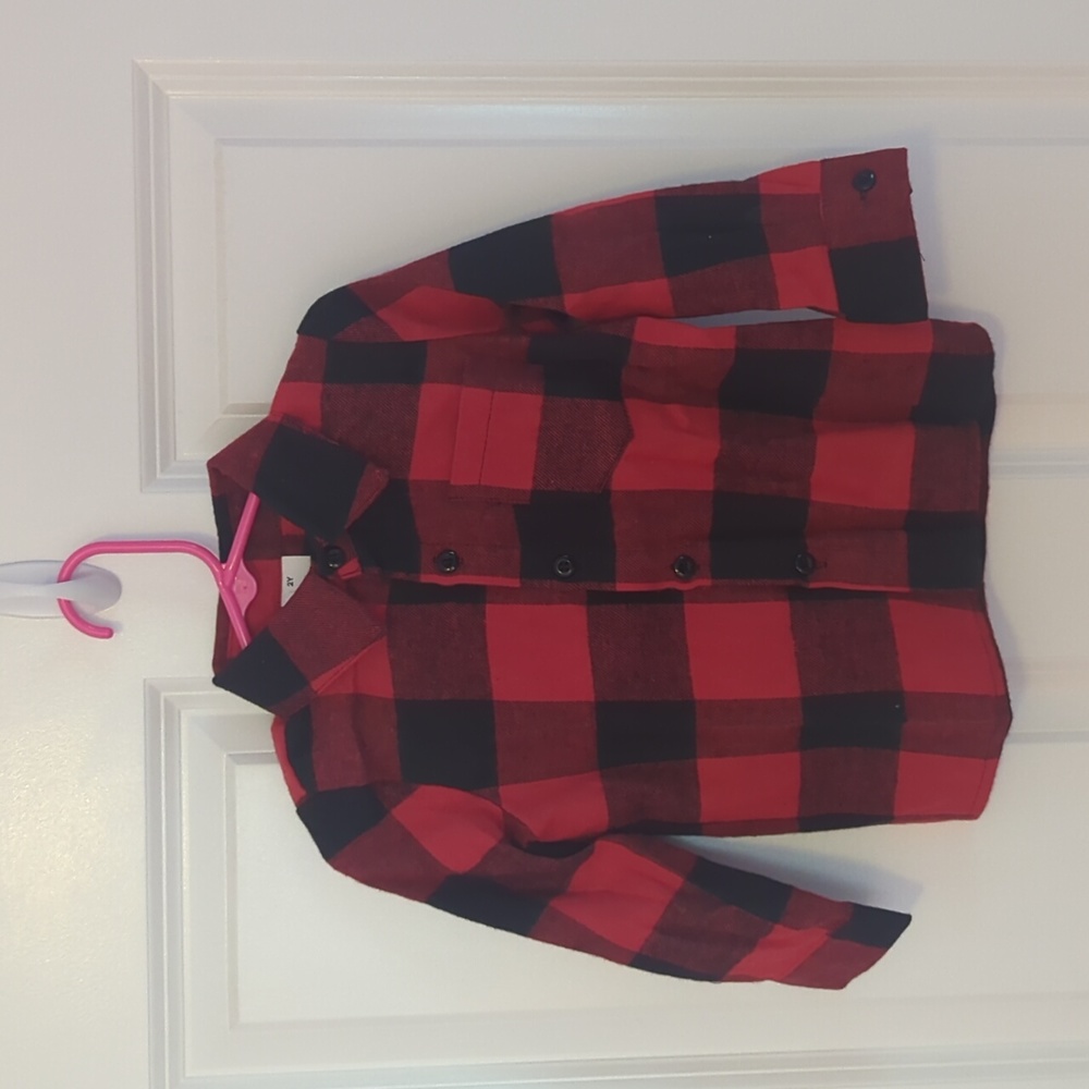 2T boys Patpat red and black flannel shirt
